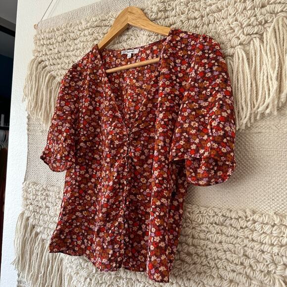 Madewell Silk Button Sleeve Top - Picture 2 of 10